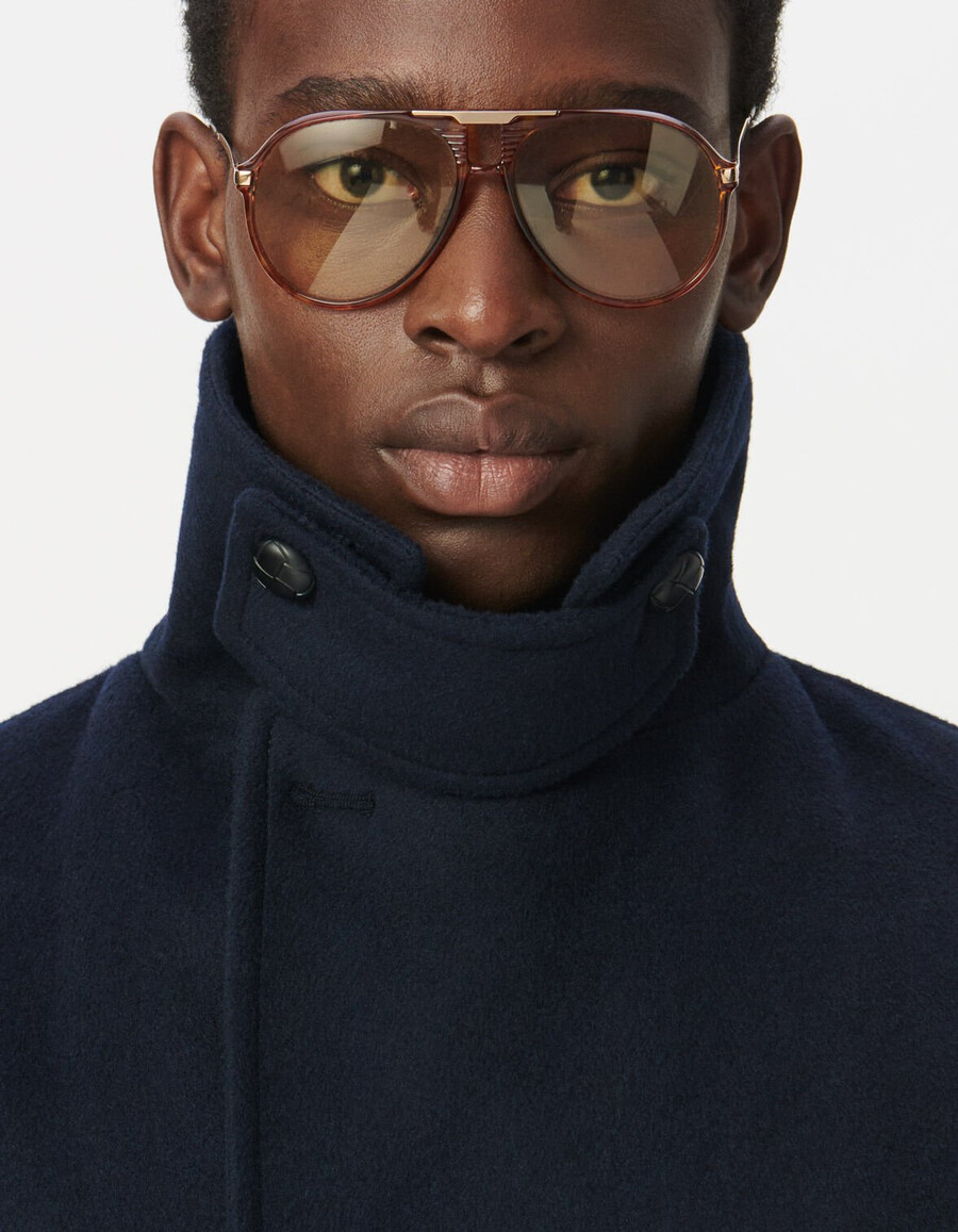 heren peacoat van marineblauwe wol