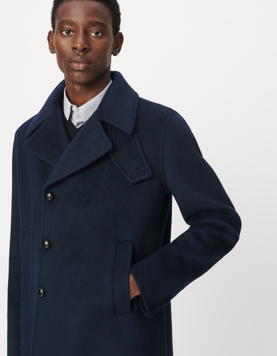 heren peacoat van marineblauwe wol