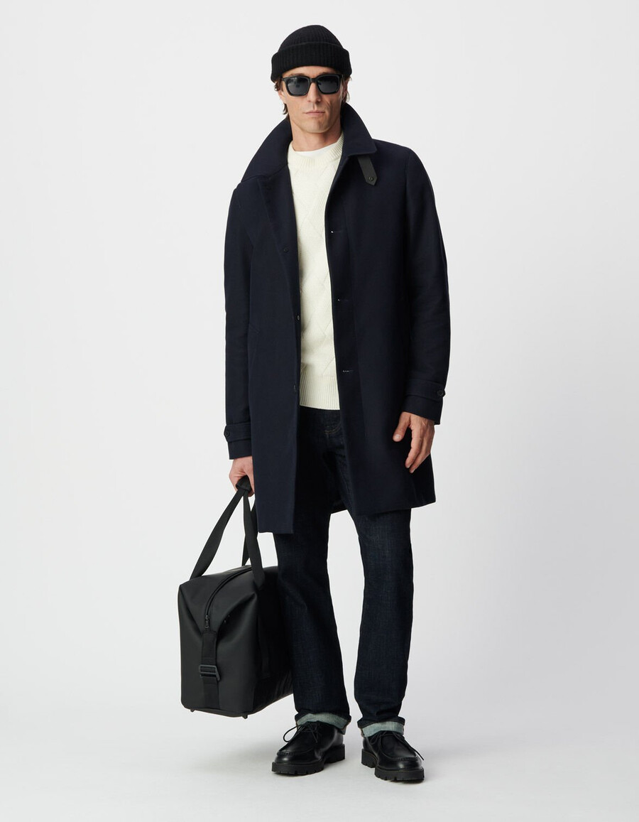 trench blu da uomo con rivestimento rimovibile