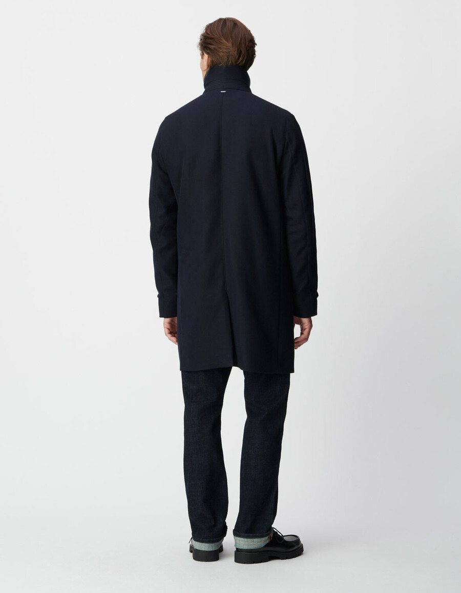 trench blu da uomo con rivestimento rimovibile