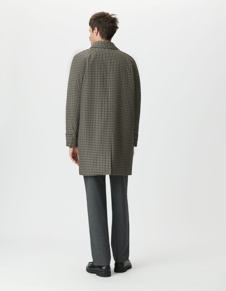 trench da uomo color cachi con motivo a quadri