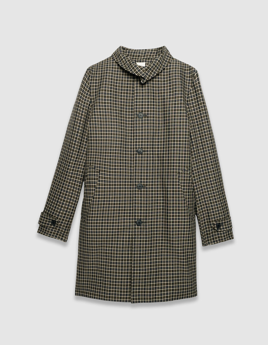 trench da uomo color cachi con motivo a quadri