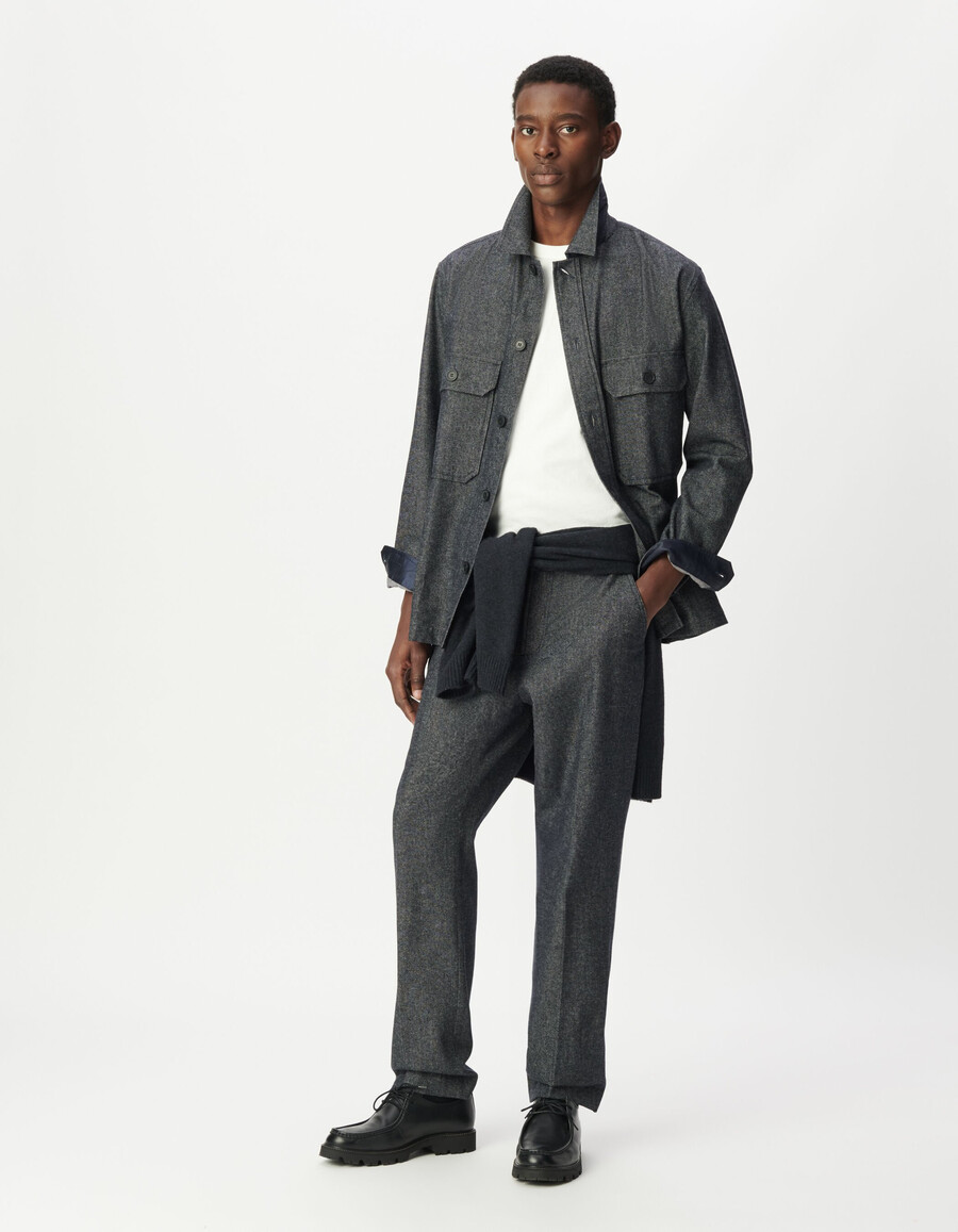 jeans da uomo in tela semi-liscia blu navy