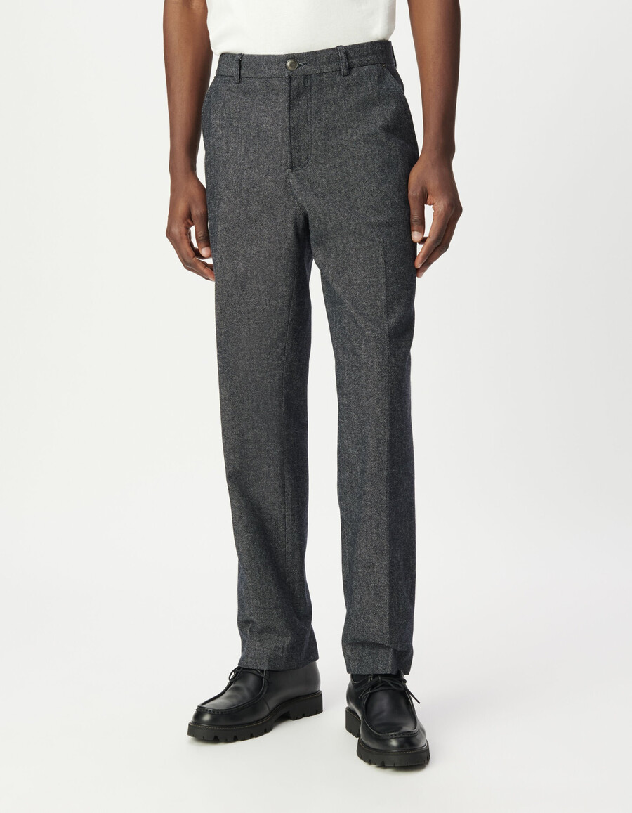 jeans da uomo in tela semi-liscia blu navy