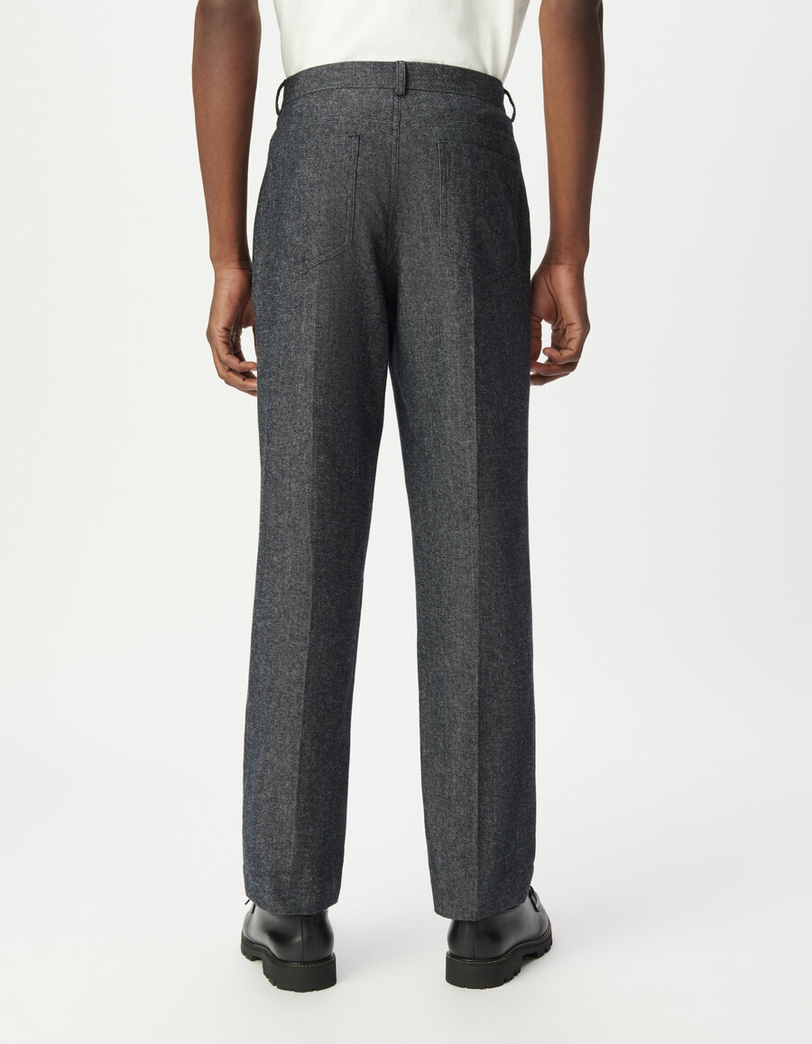 jeans da uomo in tela semi-liscia blu navy