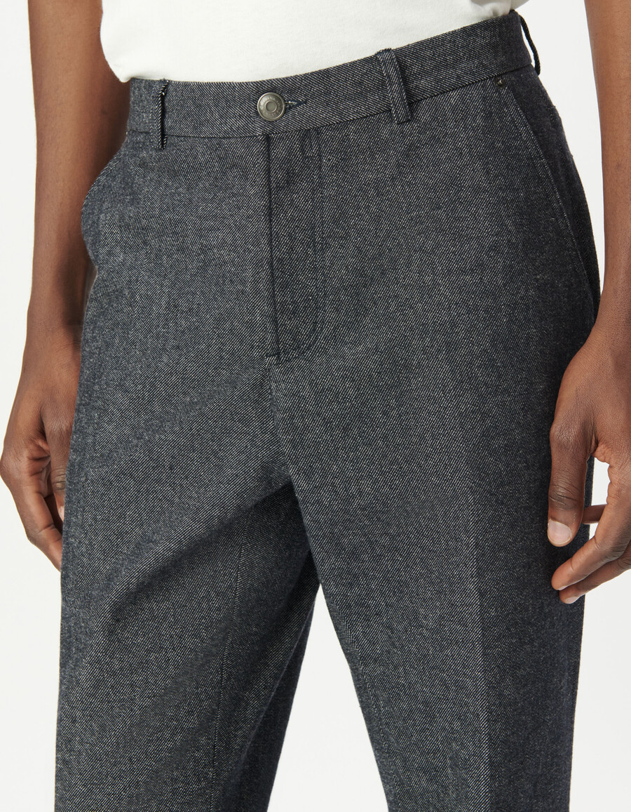 jeans da uomo in tela semi-liscia blu navy