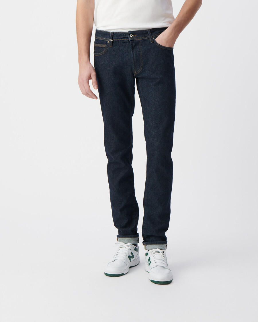 jeans slim grezzi elasticizzati blu scuro da uomo