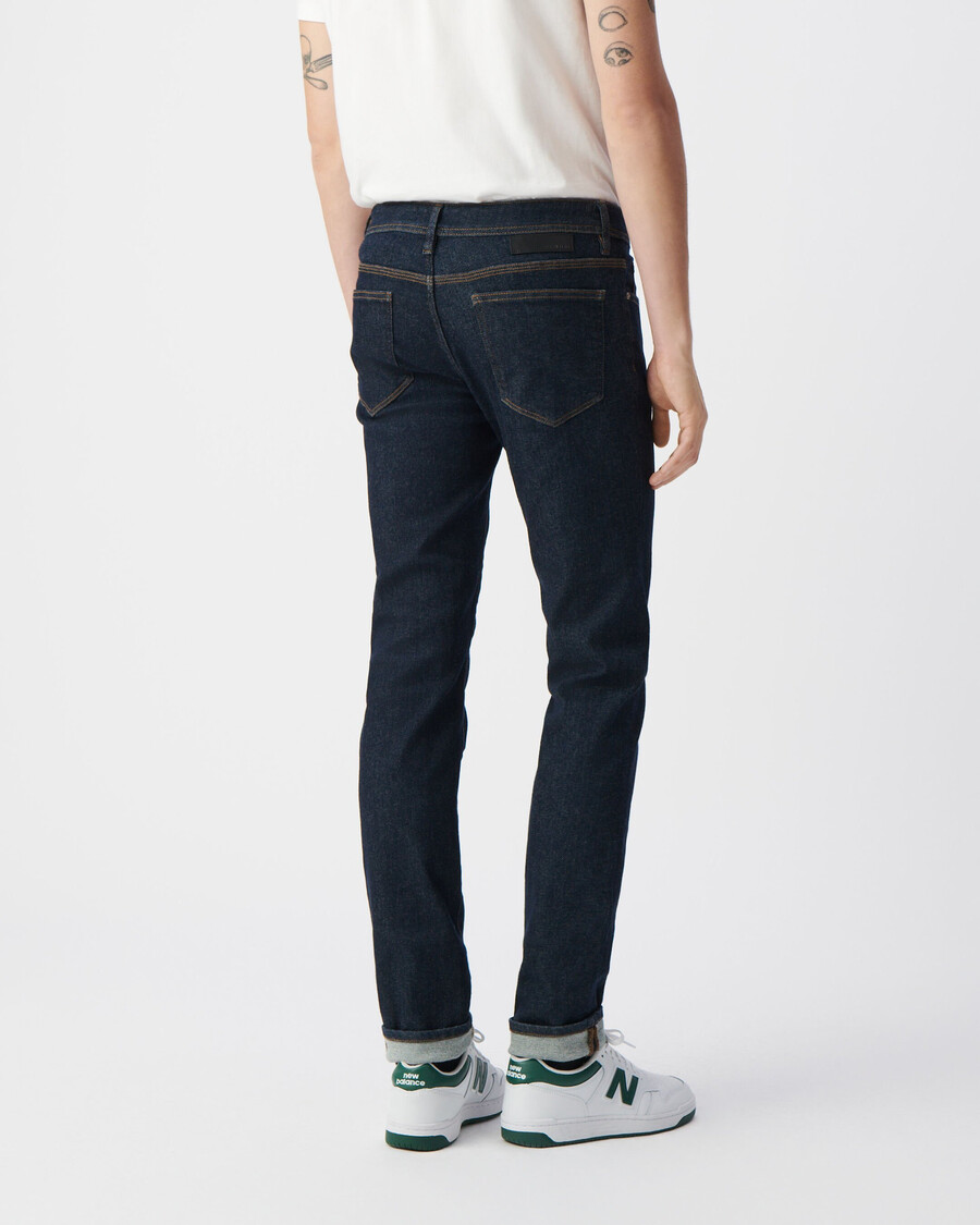 jeans slim grezzi elasticizzati blu scuro da uomo