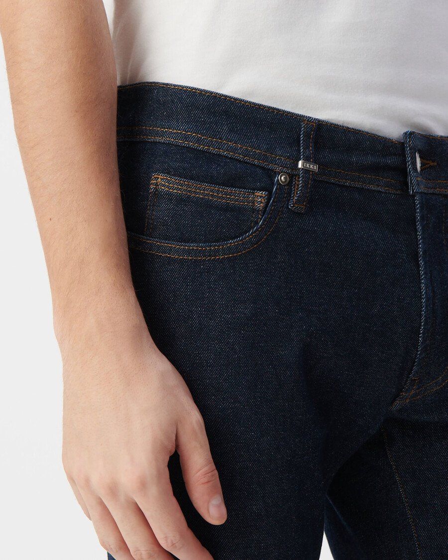 jeans slim grezzi elasticizzati blu scuro da uomo