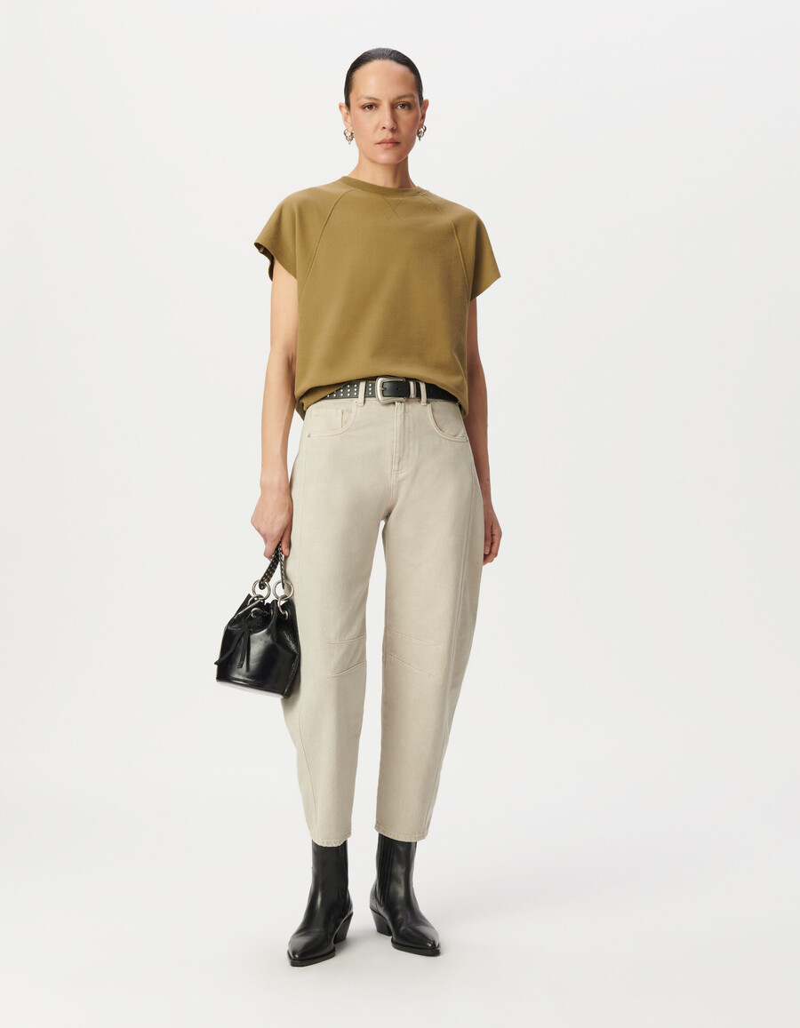 felpa senza maniche oliva oversize