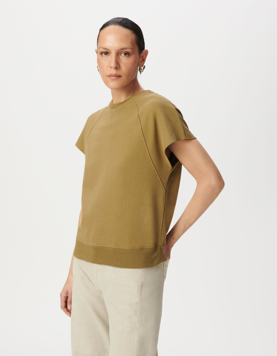felpa senza maniche oliva oversize