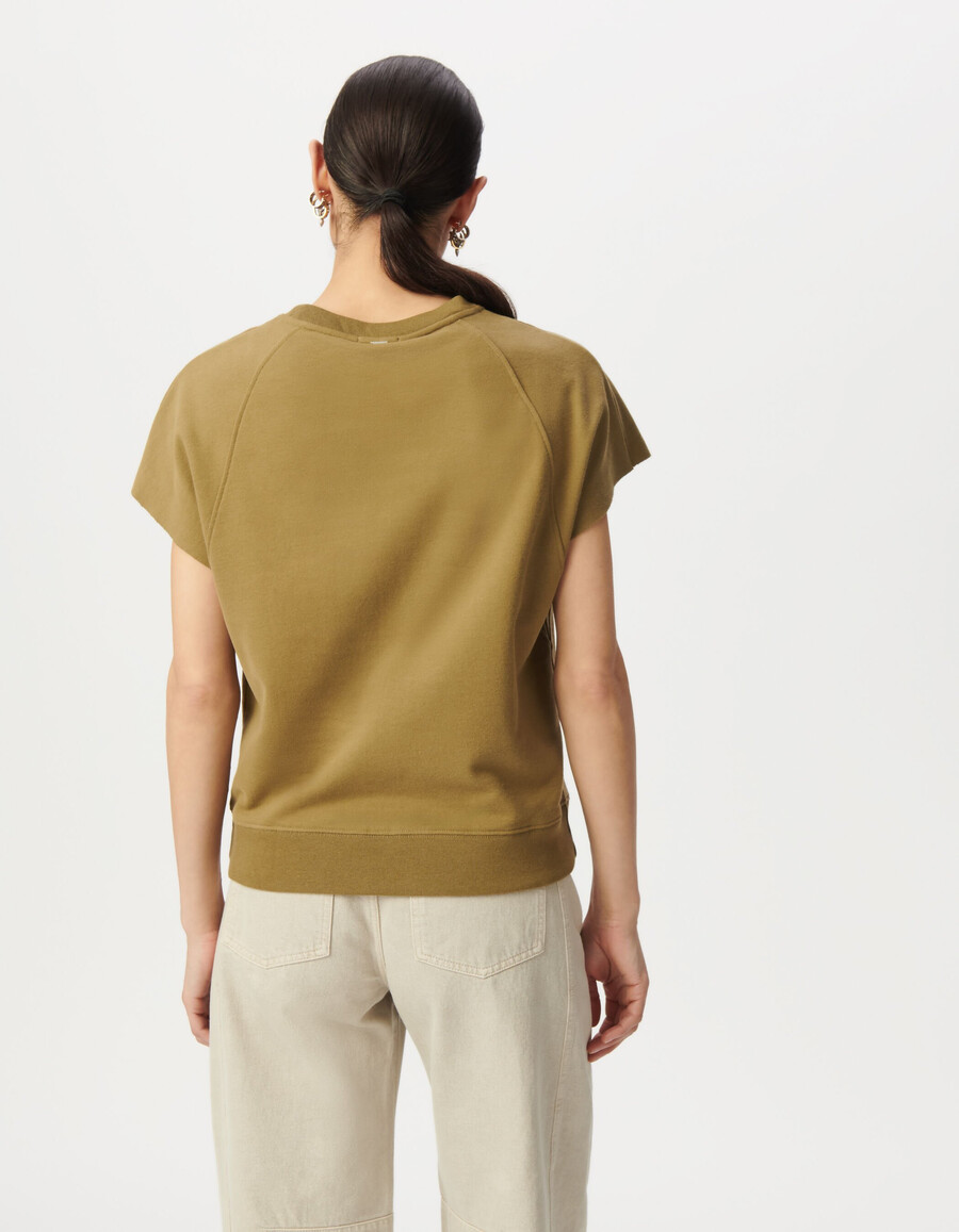 felpa senza maniche oliva oversize