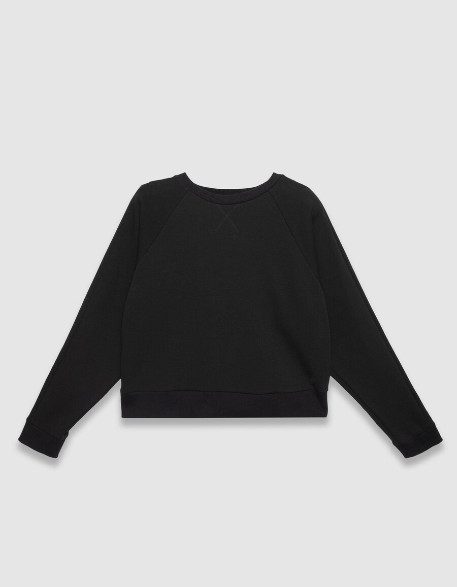 felpa oversize nera da donna bande lungo le maniche