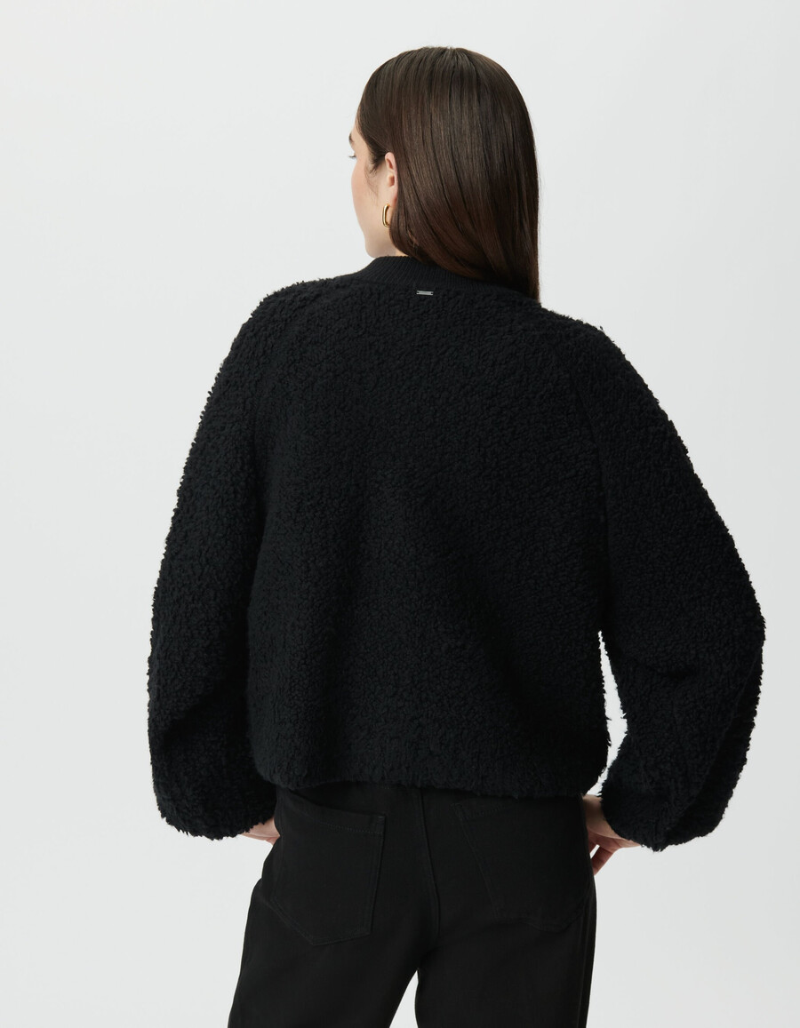 cardigan in maglia bouclette nera da donna