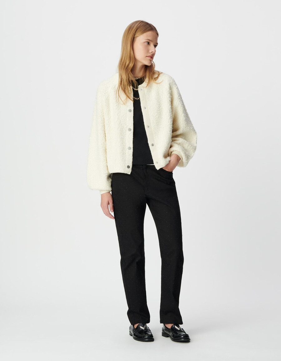 cardigan in maglia bouclette bianca da donna