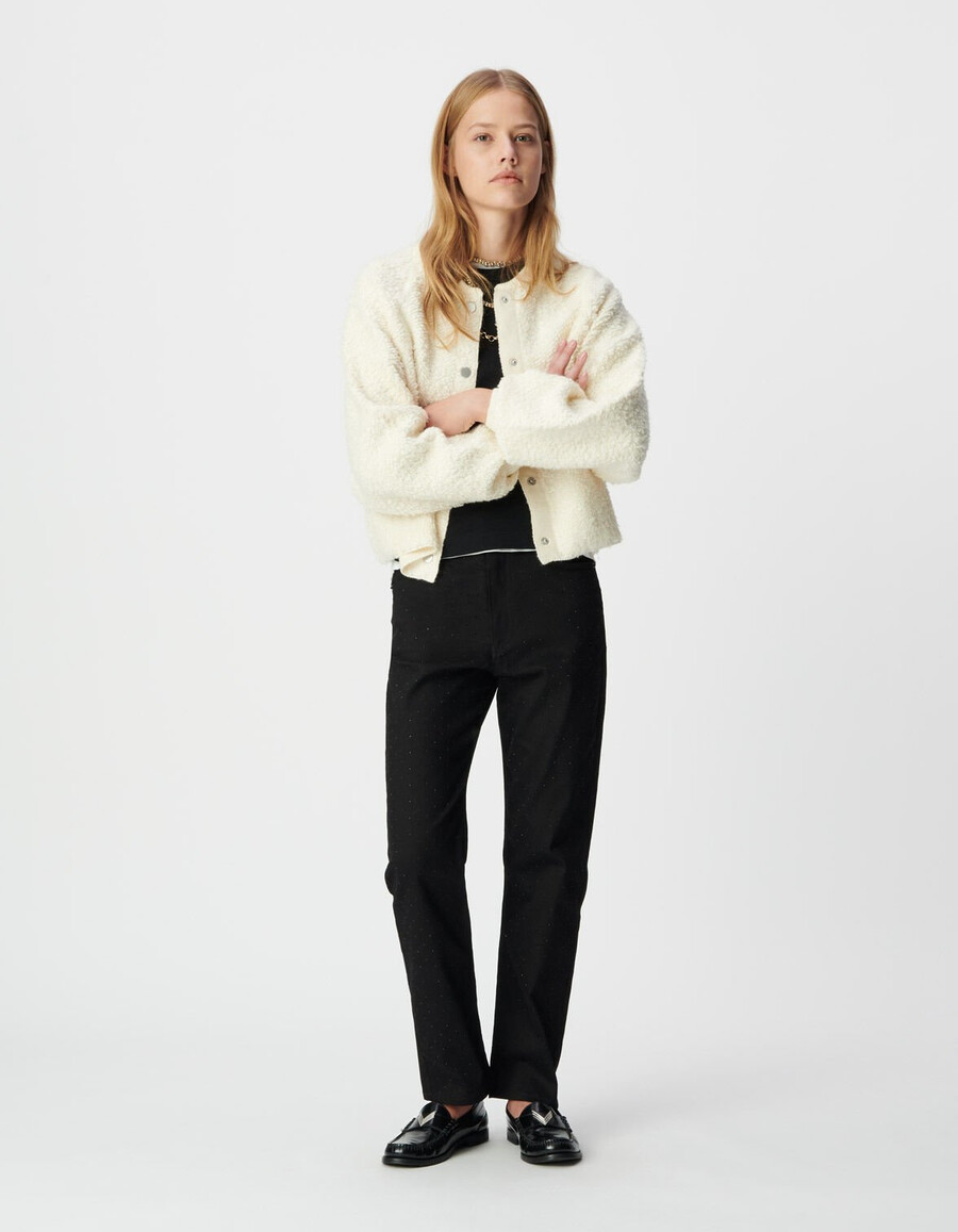 cardigan in maglia bouclette bianca da donna