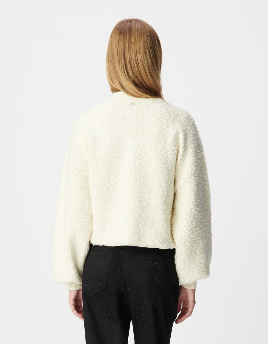 cardigan in maglia bouclette bianca da donna