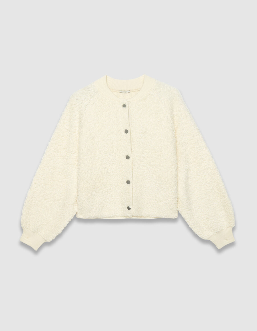 cardigan in maglia bouclette bianca da donna