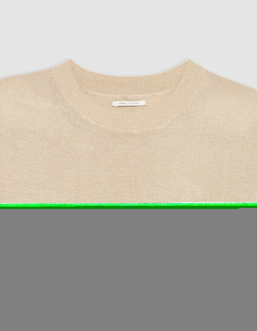 maglione da donna in maglia fine lurex beige con catene
