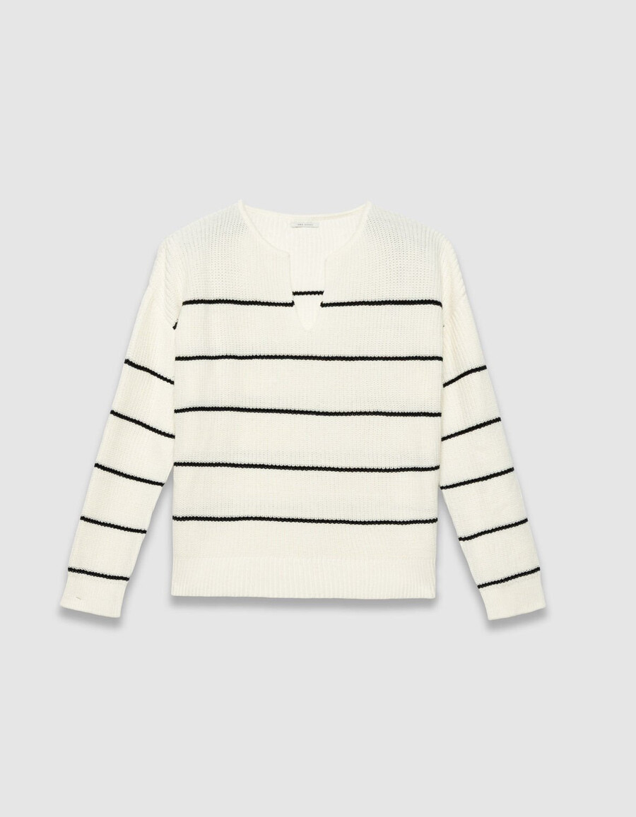 maglione da marinaio oversize in maglia a righe nere da donna