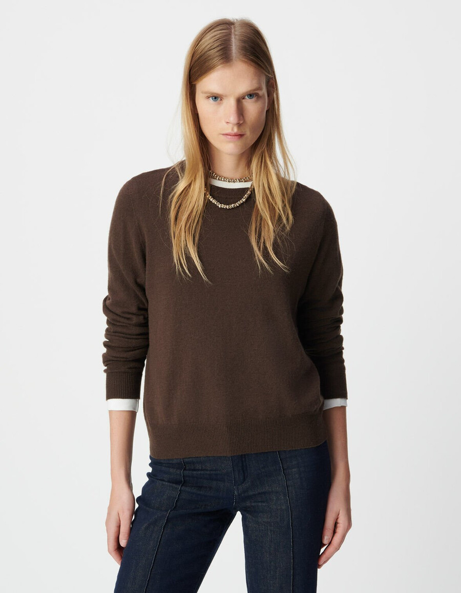 maglione in lana marrone da donna