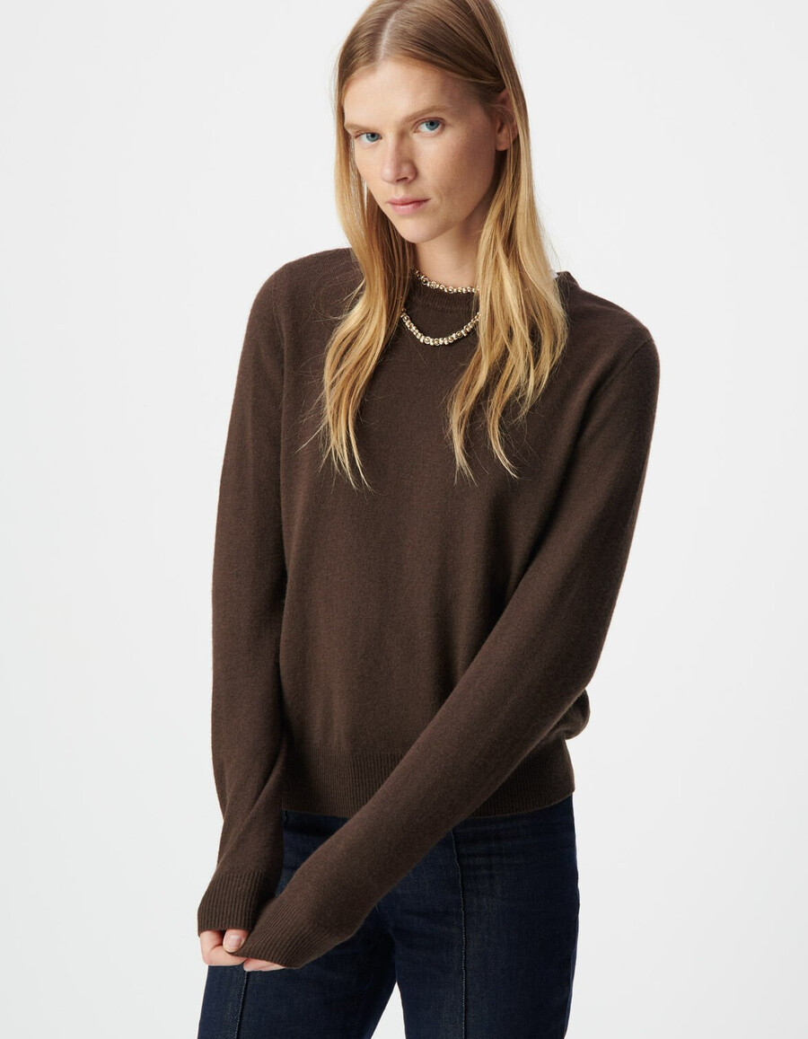 maglione in lana marrone da donna