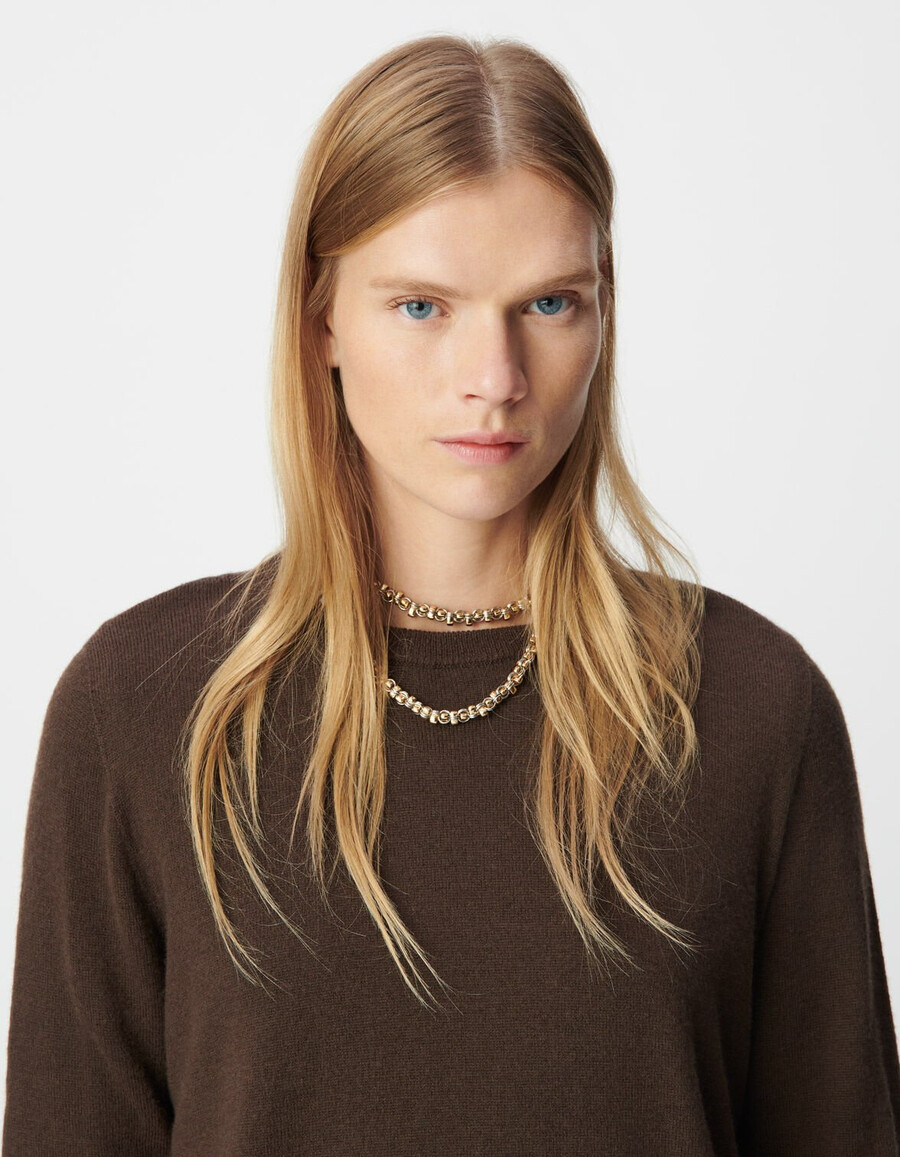 maglione in lana marrone da donna