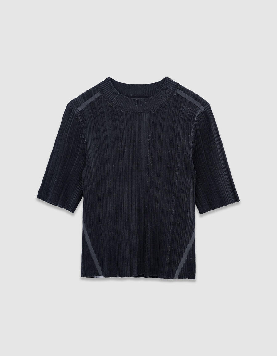 maglione attillato a righe nere in maglia da donna