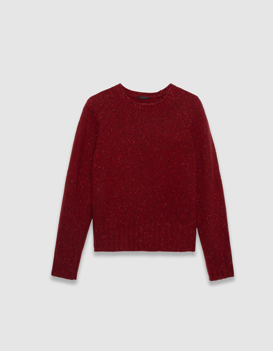 maglione rosso lavorato a maglia con scollo rotondo per donna