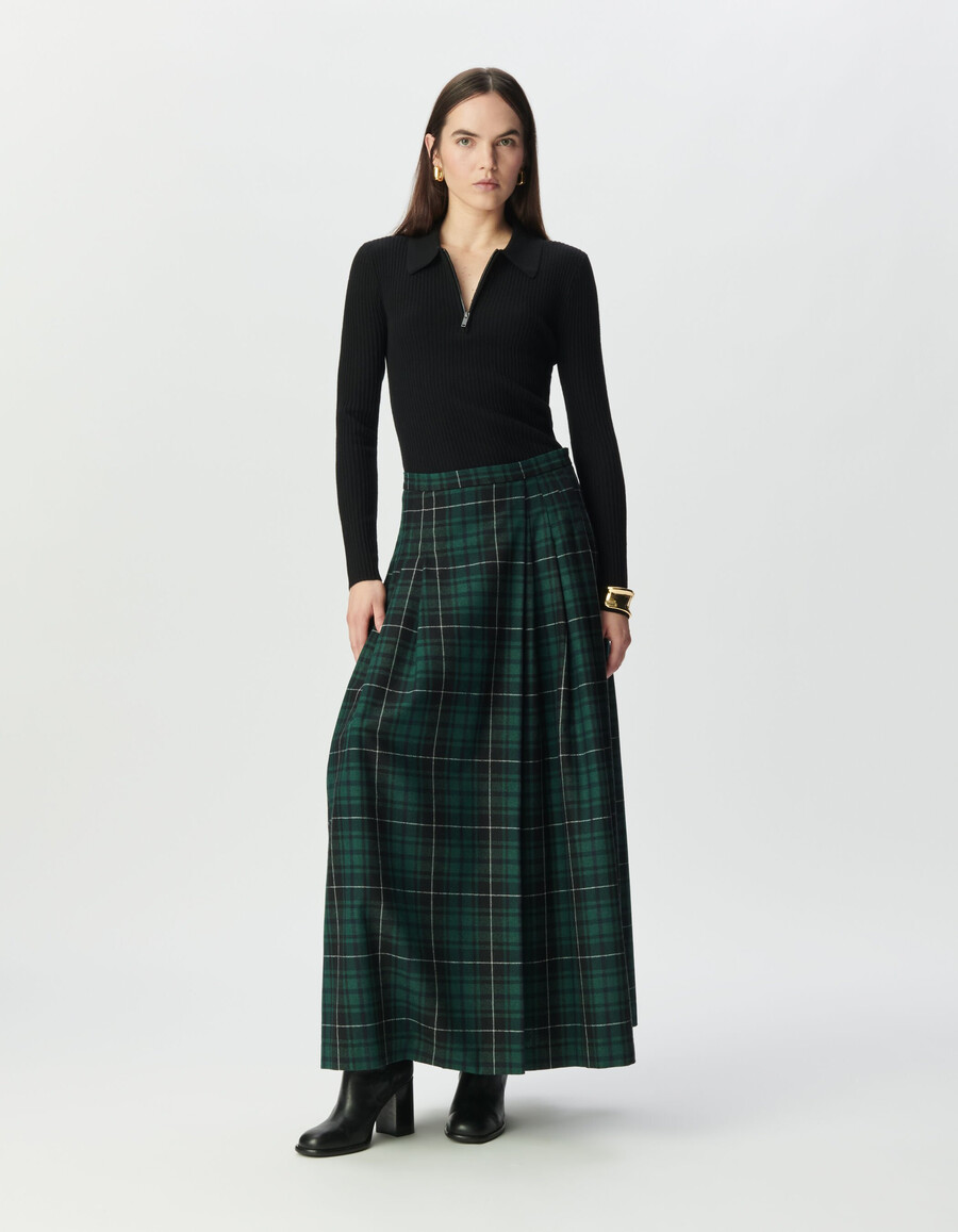 maglione da donna in pura lana nera collo alto con cerniera