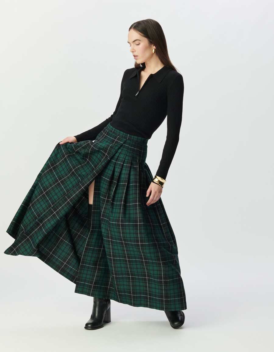 maglione da donna in pura lana nera collo alto con cerniera