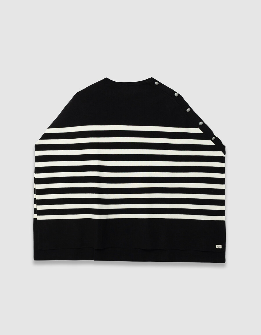 mantella da donna in maglia a righe nere da marinaio