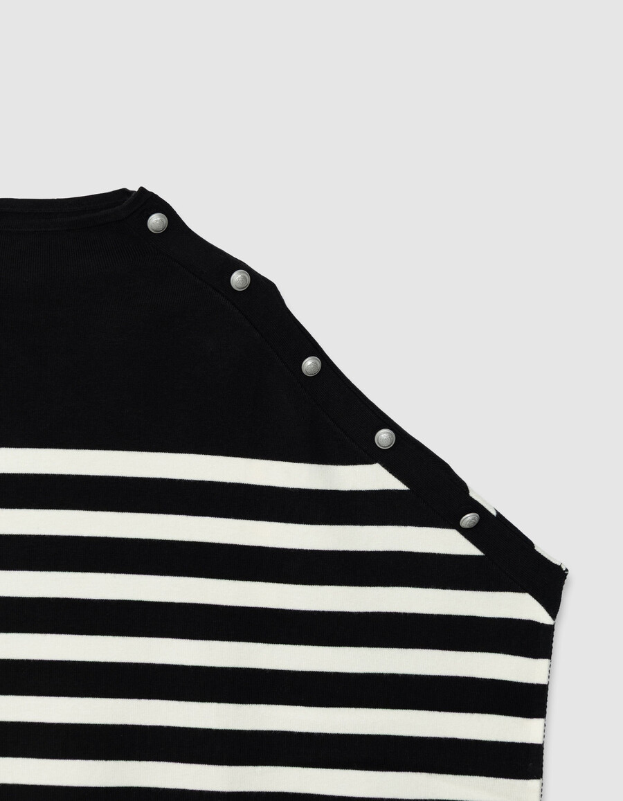 mantella da donna in maglia a righe nere da marinaio