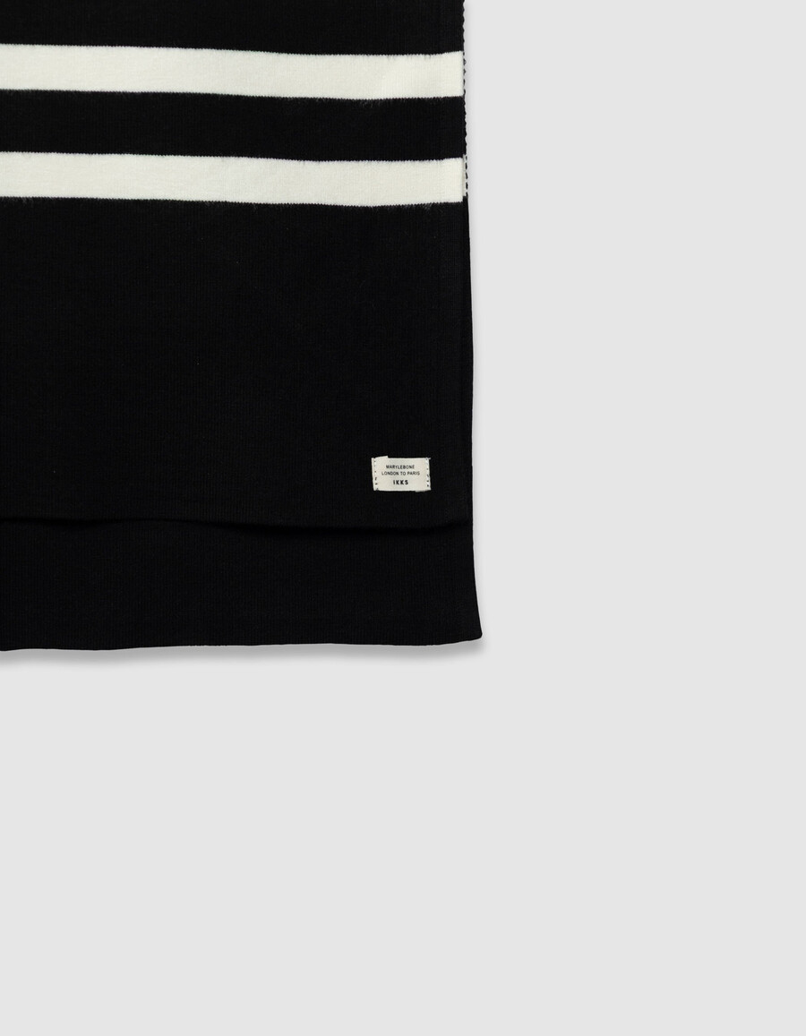 mantella da donna in maglia a righe nere da marinaio