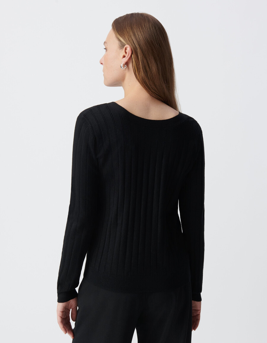 cardigan nero lavorato a maglia con bottoni da donna