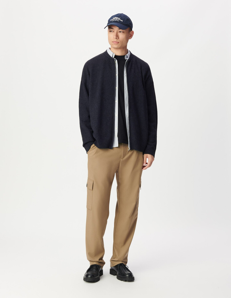 cardigan con cerniera in maglia blu navy da uomo