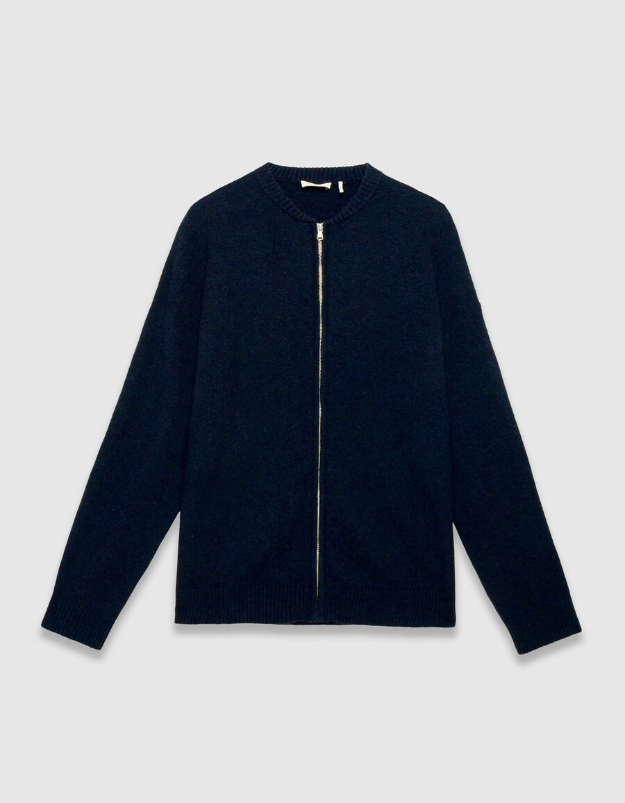 cardigan con cerniera in maglia blu navy da uomo
