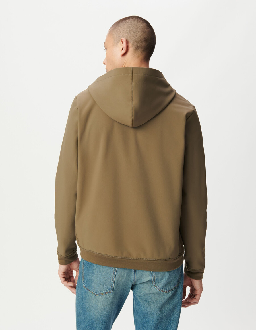 cardigan con cappuccio impermeabile e traspirante beige da uomo
