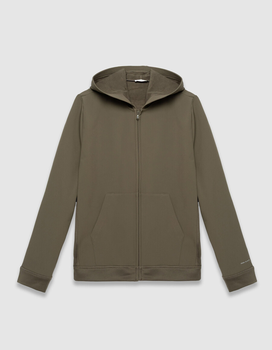 cardigan con cappuccio impermeabile e traspirante beige da uomo