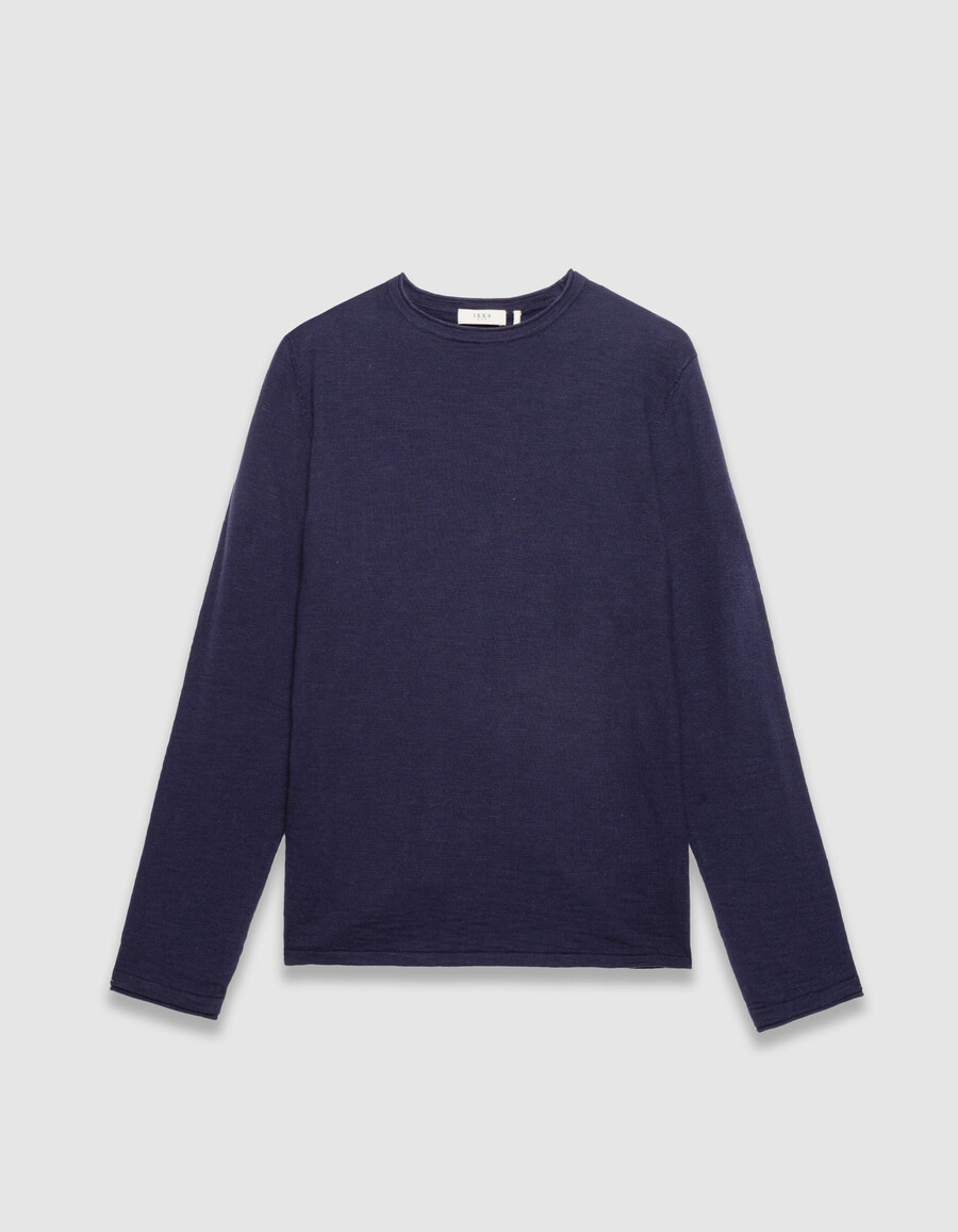maglione da uomo in maglia fine in cotone biologico blu navy