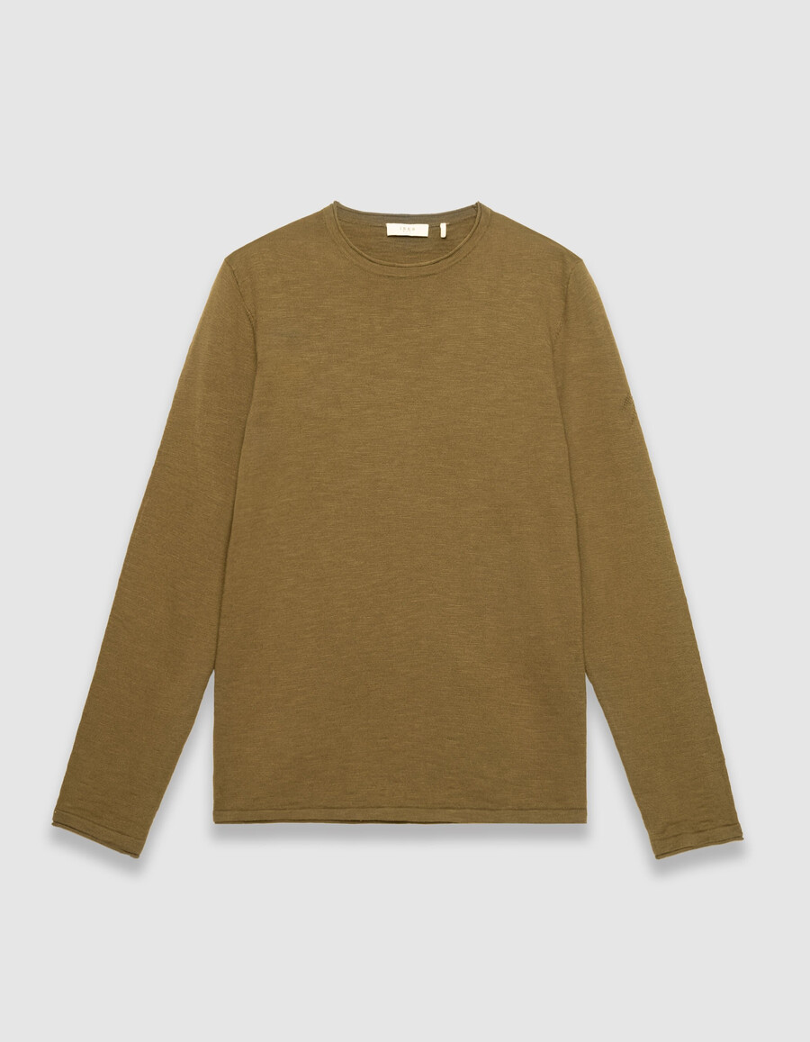 maglione da uomo in maglia fine di cotone biologico color cachi