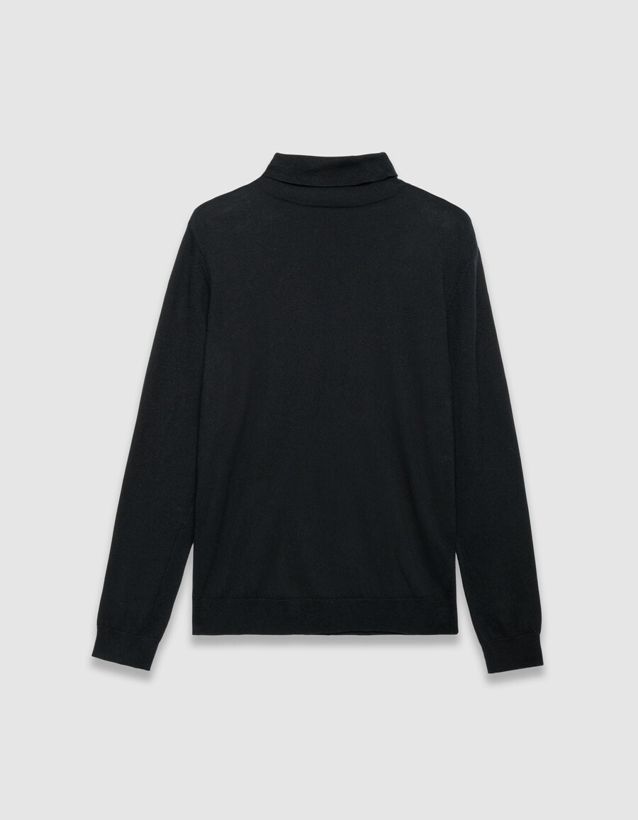 maglione a collo alto in maglia di cotone e cashmere nero da uomo
