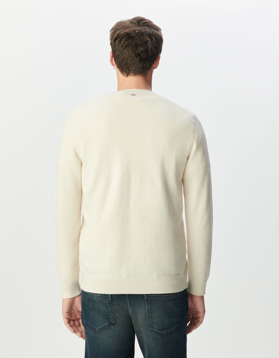 maglione girocollo in maglia testurizzata color écru da uomo