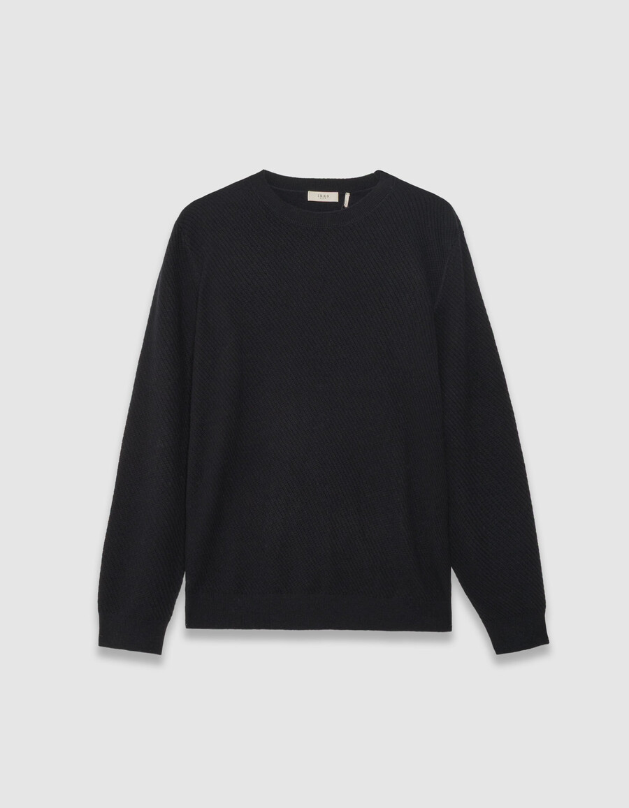maglione girocollo in maglia testurizzata blu navy da uomo