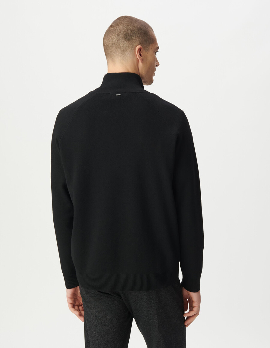 maglione nero da uomo con zip al collo