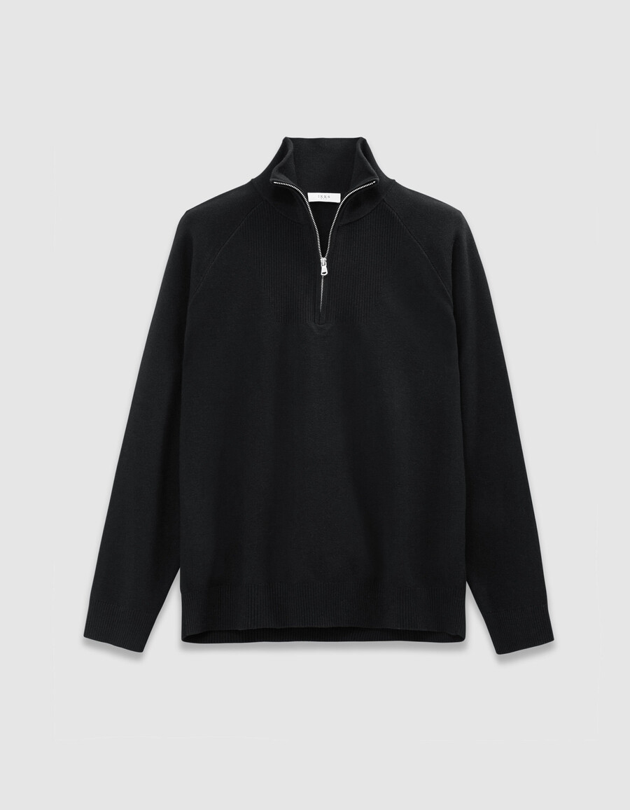 maglione nero da uomo con zip al collo