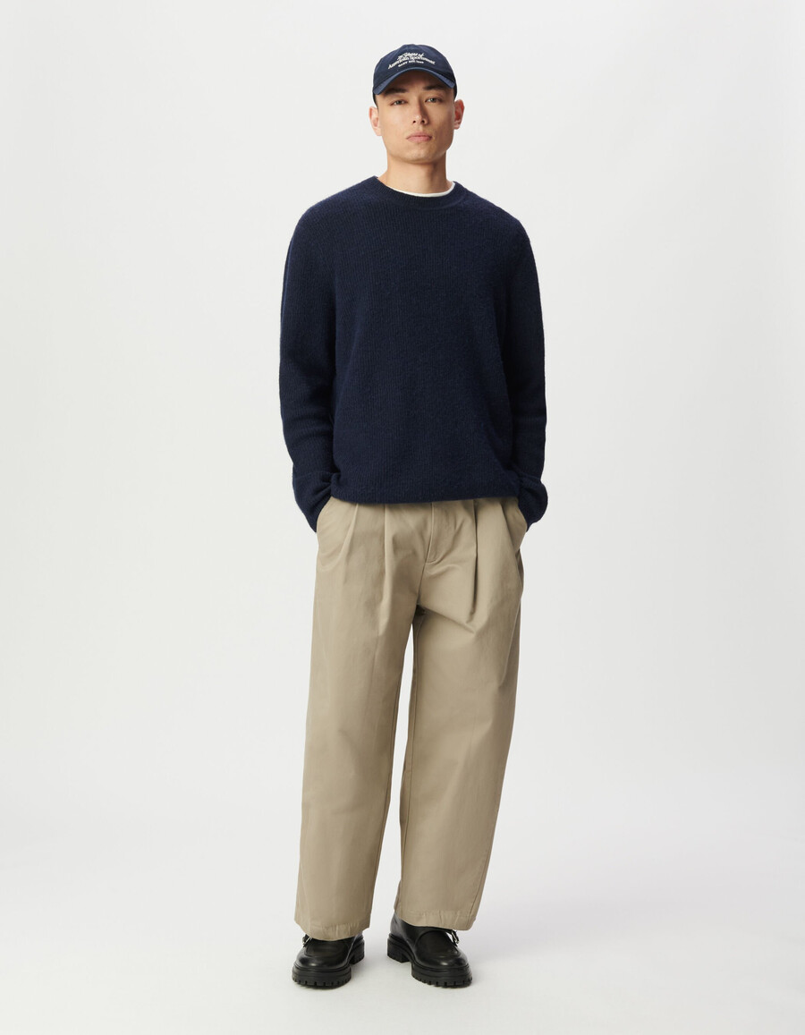 maglione invernale in maglia soffice blu da uomo