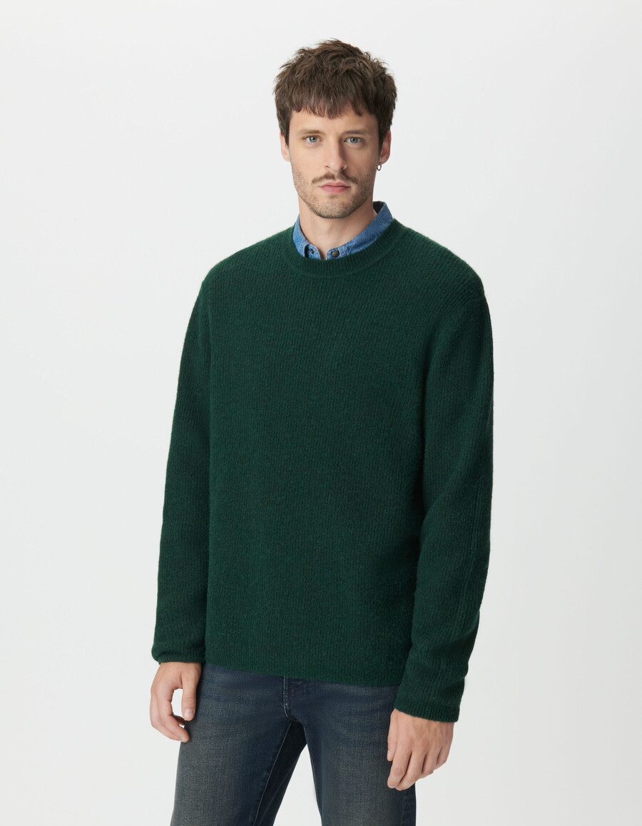 maglione invernale in maglia soffice verde da uomo