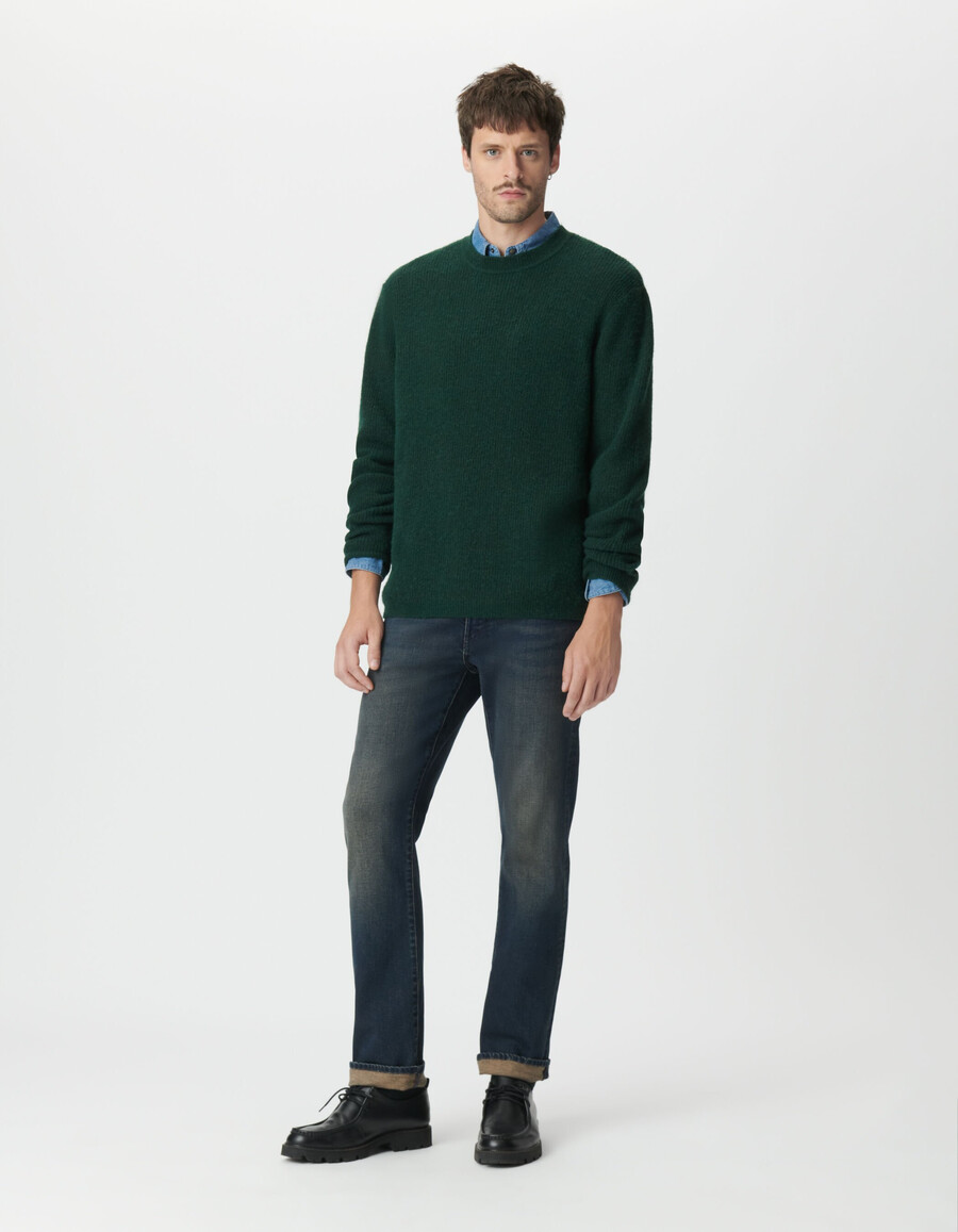 maglione invernale in maglia soffice verde da uomo