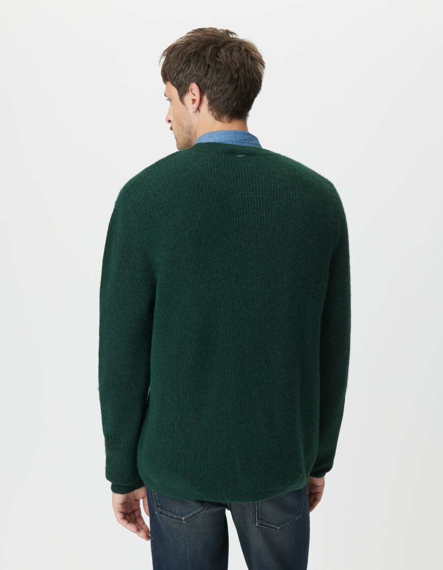 maglione invernale in maglia soffice verde da uomo